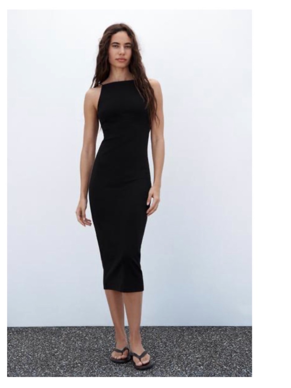Zara Black Spaghetti-Strap Midi Dress - Picture 3 of 3